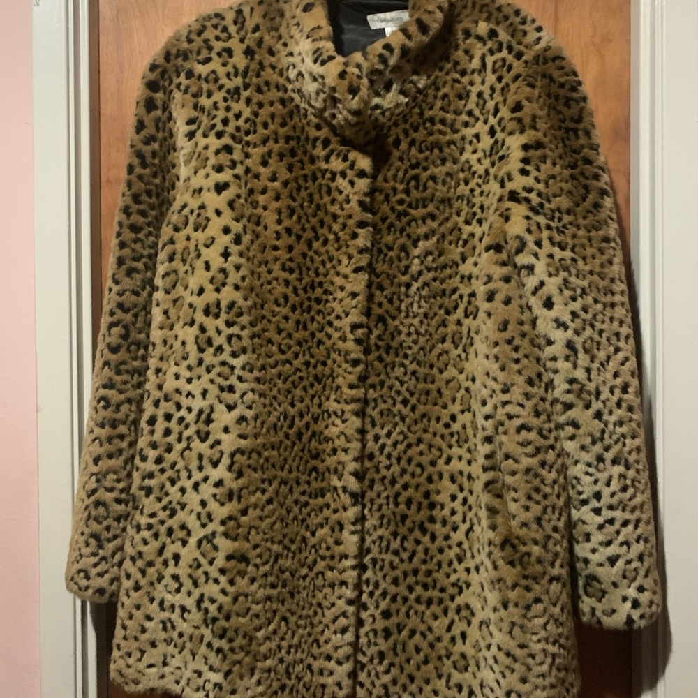 Leopard Print Faux Fur Coat